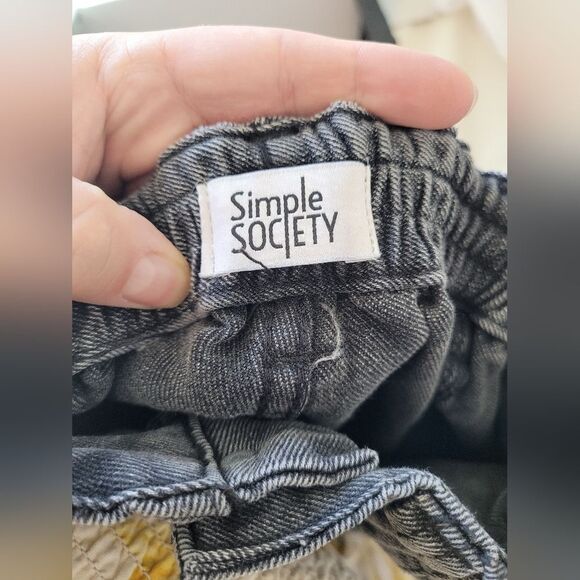 Simple Society Baggy Cargo Jeans High Waist Gray Denim Y2K 90s Skater Grunge 29 - Picture 8 of 9